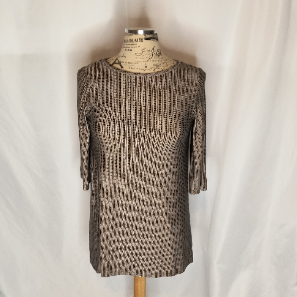 Yala Long Sleeve Dress with Black and Tan Pattern